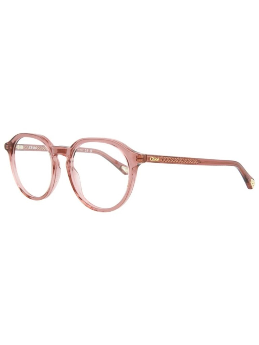 New Chloé Women's Eyeglasses Round Oval Bio Acetate Frame Pink Pink Transparent